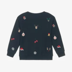 Navy Blue Cotton Christmas Sweatshirt