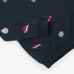 Navy Blue Cotton Christmas Sweatshirt
