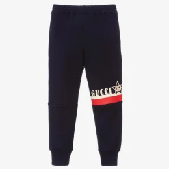 Navy Blue Cotton Logo Joggers