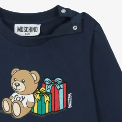 Navy Blue Cotton Teddy Bear Baby Top