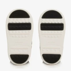 Navy Blue Faux Fur Trim Velcro Boots