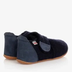 Navy Blue Felted Wool Slippers
