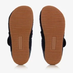 Navy Blue Felted Wool Slippers