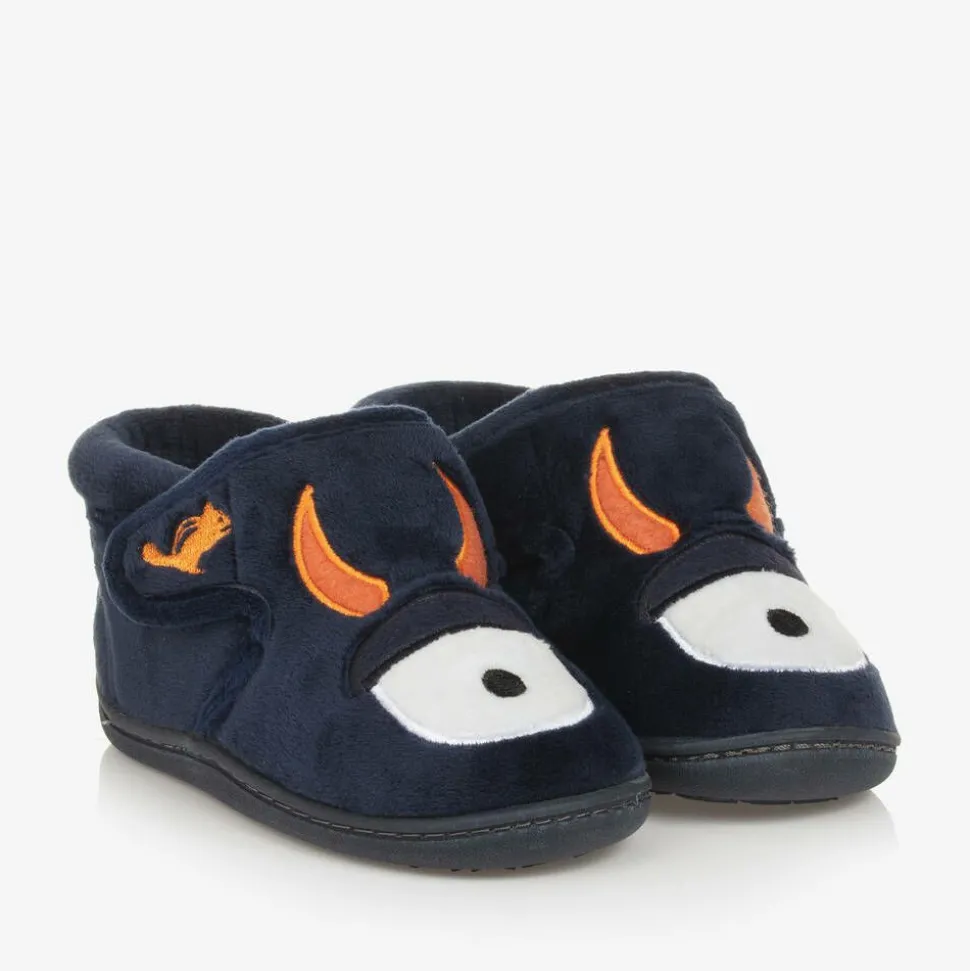 Navy Blue Fleece Monster Slippers