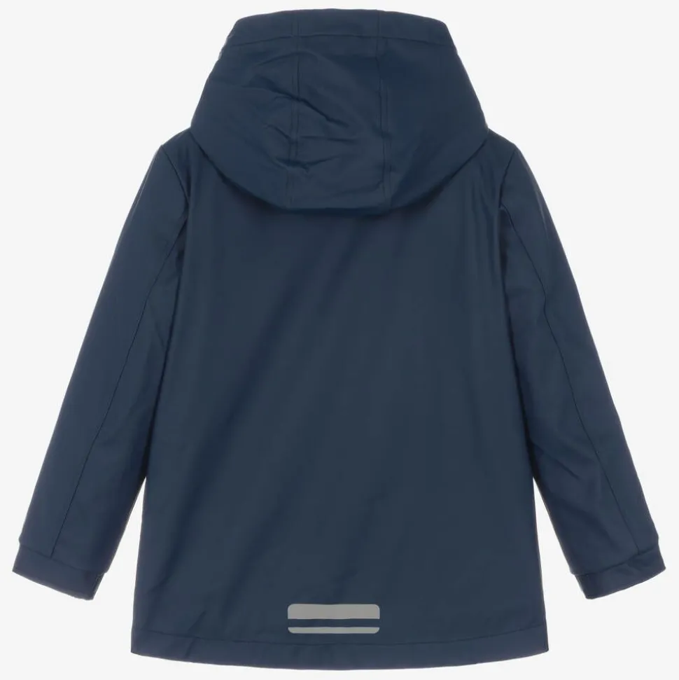 Navy Blue Hooded Waterproof Raincoat