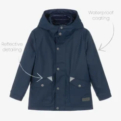 Navy Blue Hooded Waterproof Raincoat