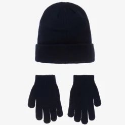 Navy Blue Knitted Hat Set