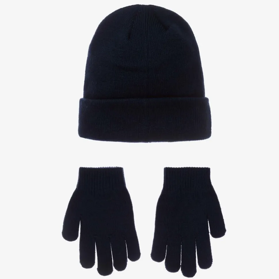 Navy Blue Knitted Hat Set