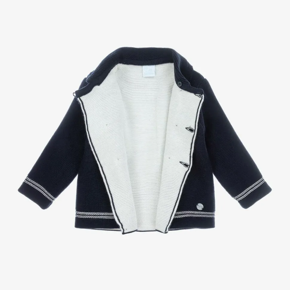 Navy Blue Knitted Pram Coat Set