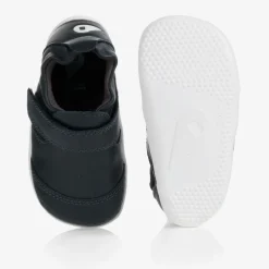 Navy Blue Leather Baby Trainers