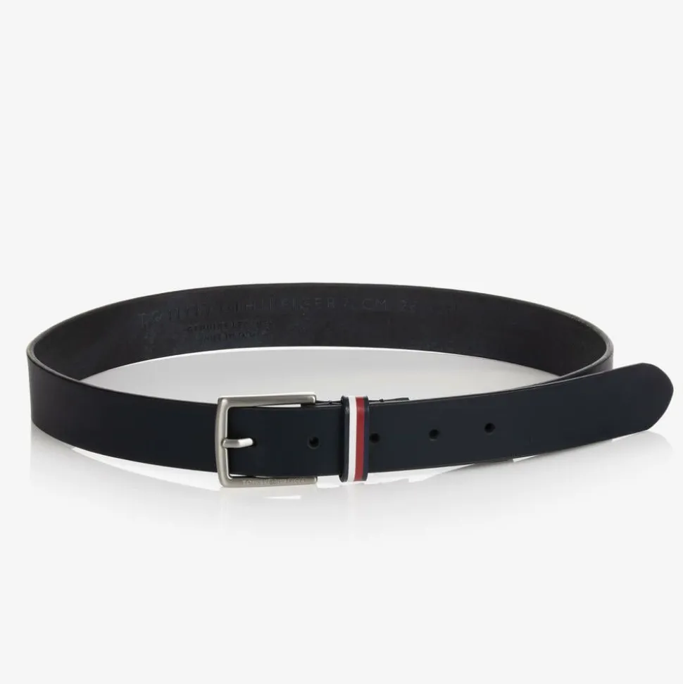 Navy Blue Leather Belt