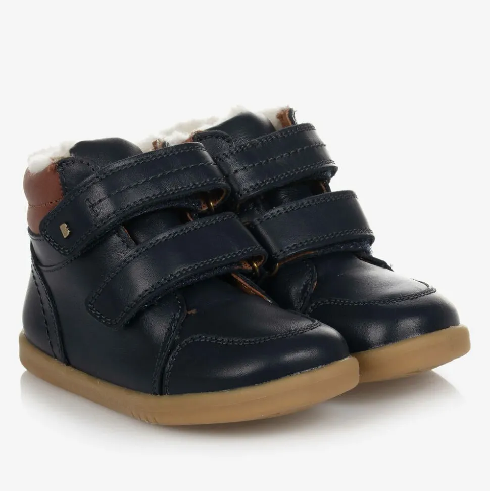 Navy Blue Leather Boots