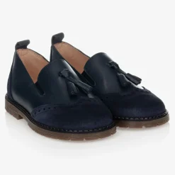 Navy Blue Leather Loafers