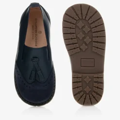 Navy Blue Leather Loafers