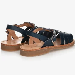 Navy Blue Leather Sandals