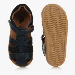 Navy Blue Leather Sandals