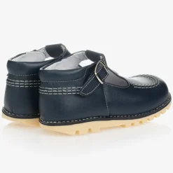 Navy Blue Leather T-Bar Shoes