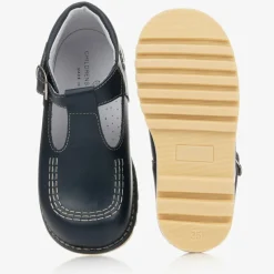 Navy Blue Leather T-Bar Shoes