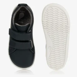 Navy Blue Leather Trainers