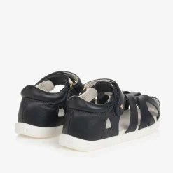 Navy Blue Leather Velcro Sandals