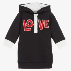 Navy Blue Logo Hooded Dress