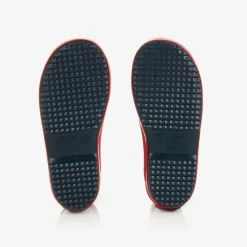 Navy Blue Striped Rain Boots