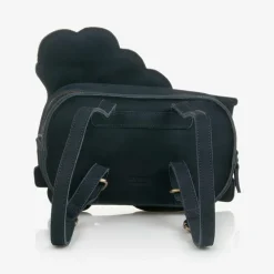 Navy Blue Suede & Leather Train Back Pack