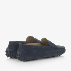 Navy Blue Suede Leather Moccasins