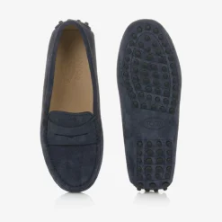 Navy Blue Suede Leather Moccasins