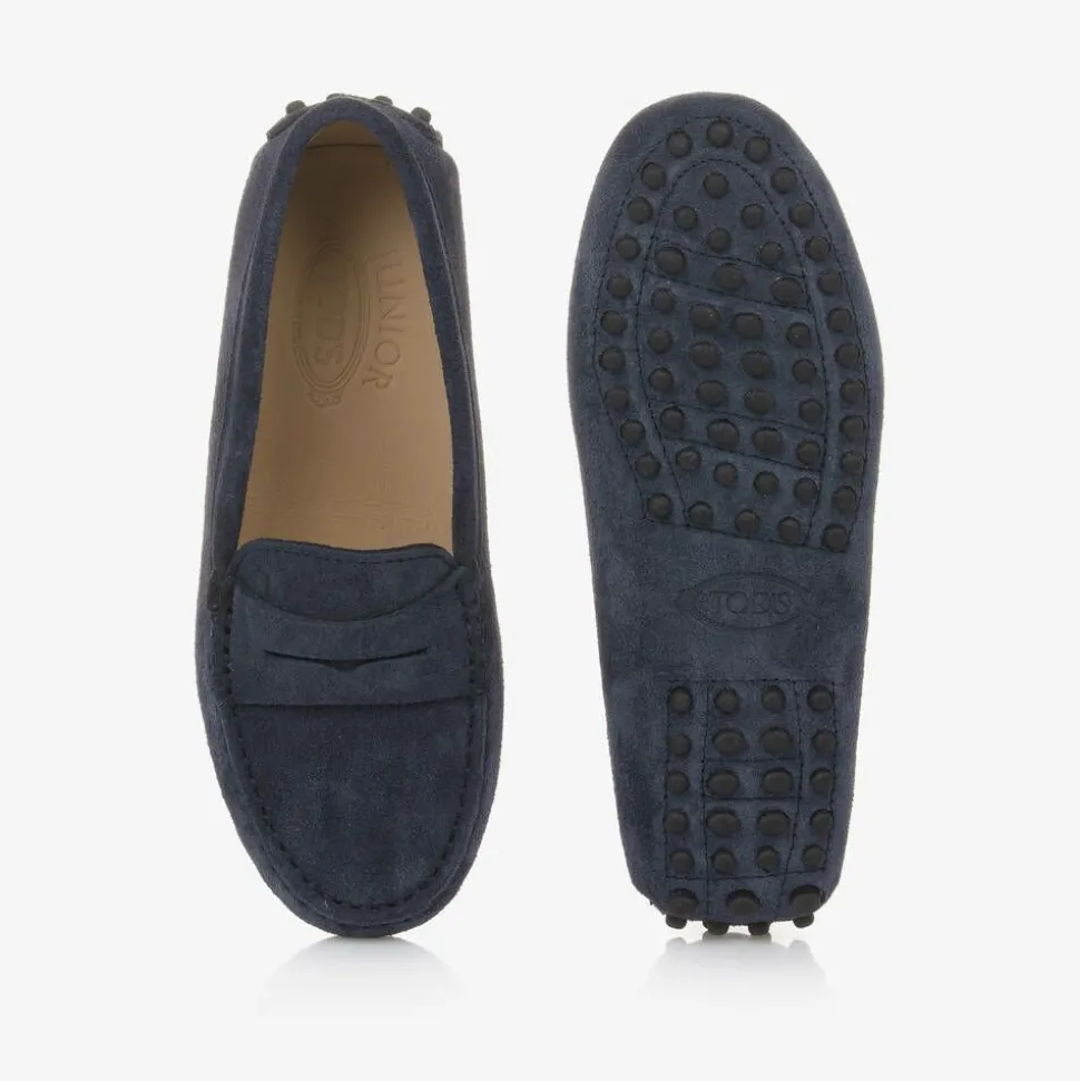 Navy Blue Suede Leather Moccasins