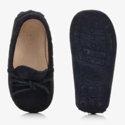 Navy Blue Suede Leather Moccasins