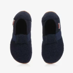 Navy Blue Wool Slippers