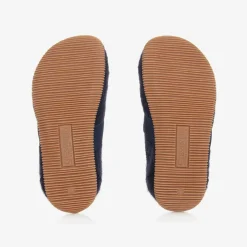 Navy Blue Wool Slippers