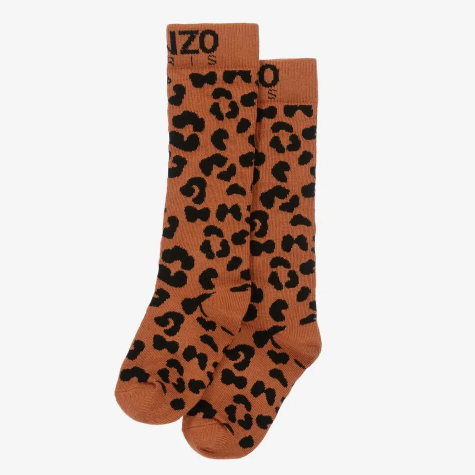 Orange Leopard Print Socks