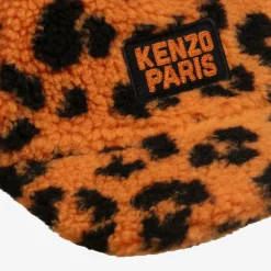 Orange Leopard Print Teddy Fleece Cap