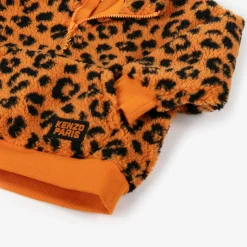Orange Leopard Print Zip-Up Top