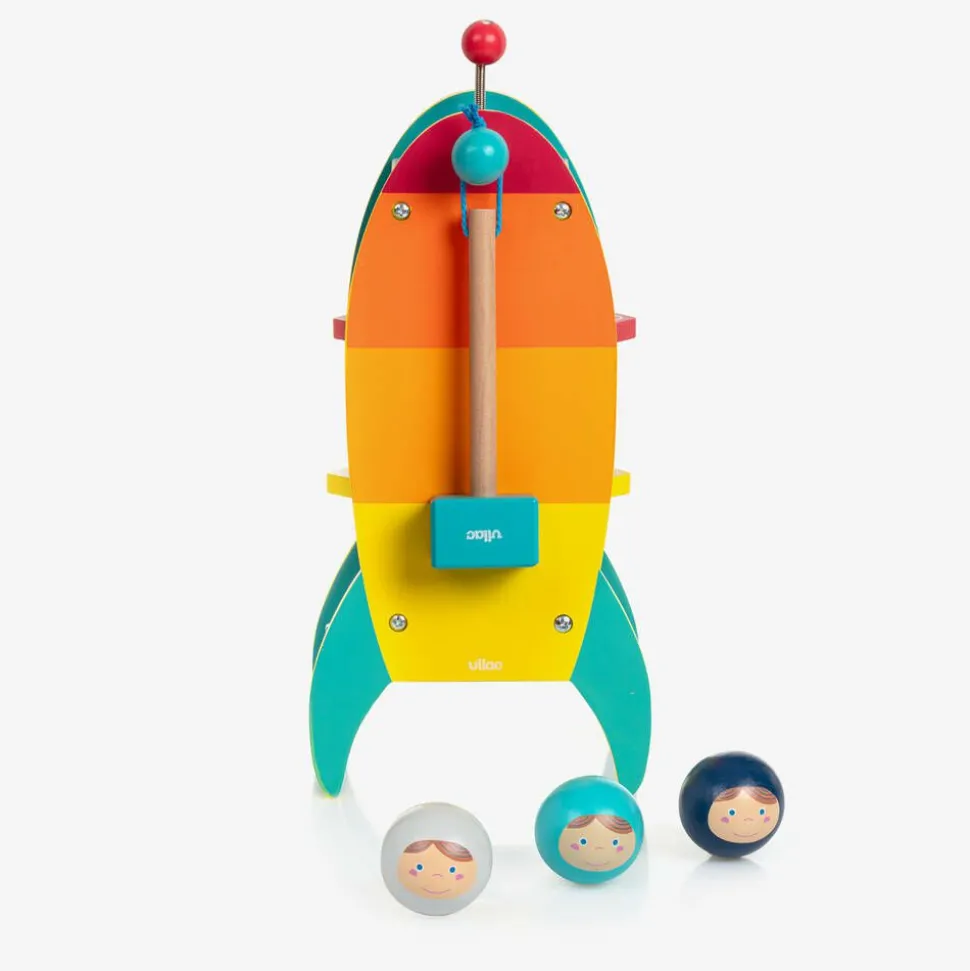 Orange Wooden Rocket Hammer Toy (34cm)