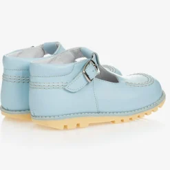 Pale Blue Leather T-Bar Shoes