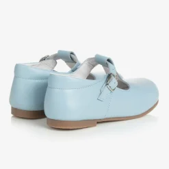 Pale Blue Leather T-Bar Shoes