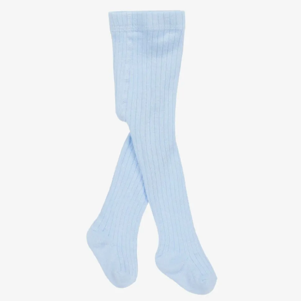 Pale Blue Organic Cotton Baby Tights