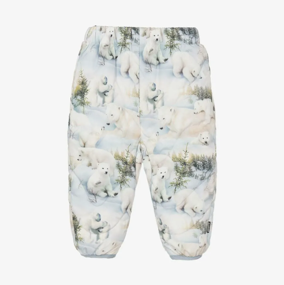 Pale Blue Snowy Bears Padded Trousers