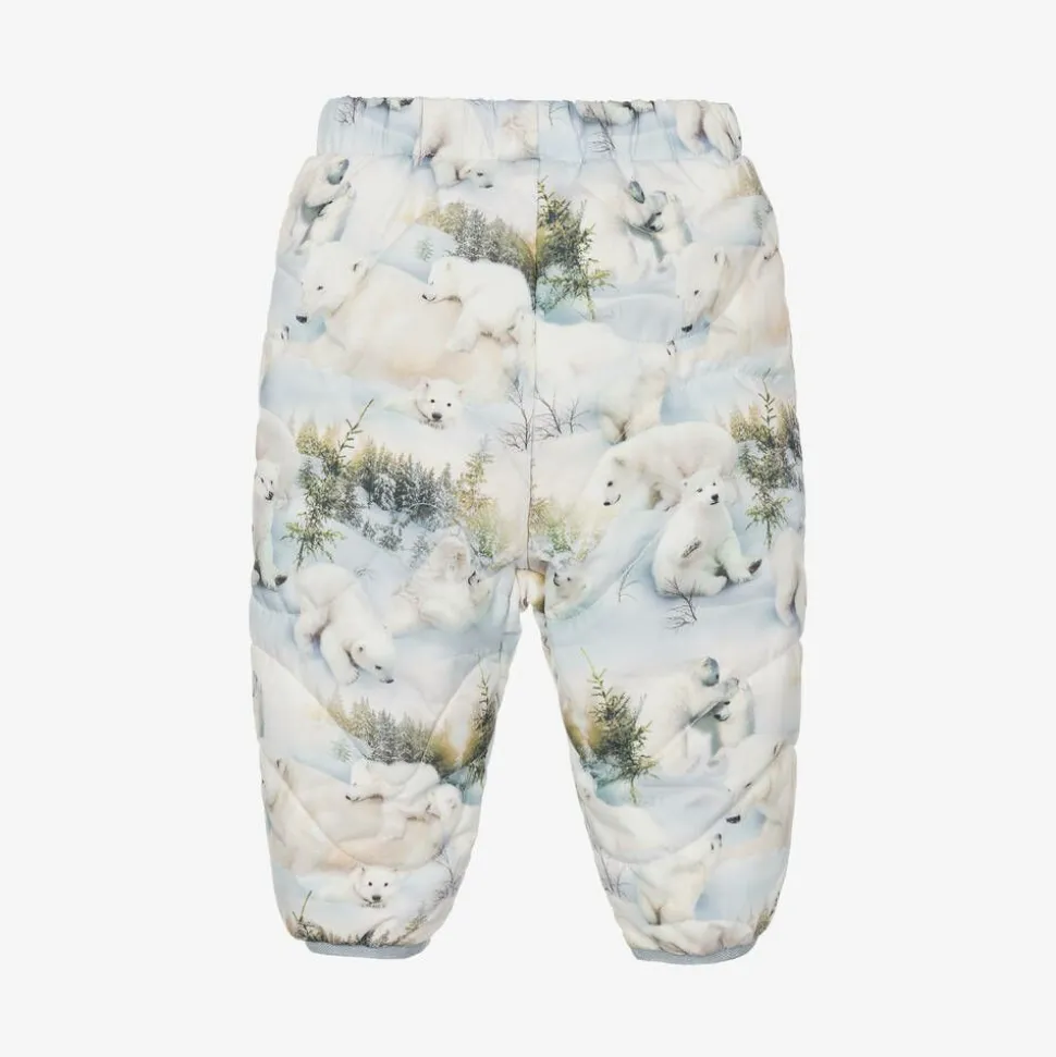 Pale Blue Snowy Bears Padded Trousers