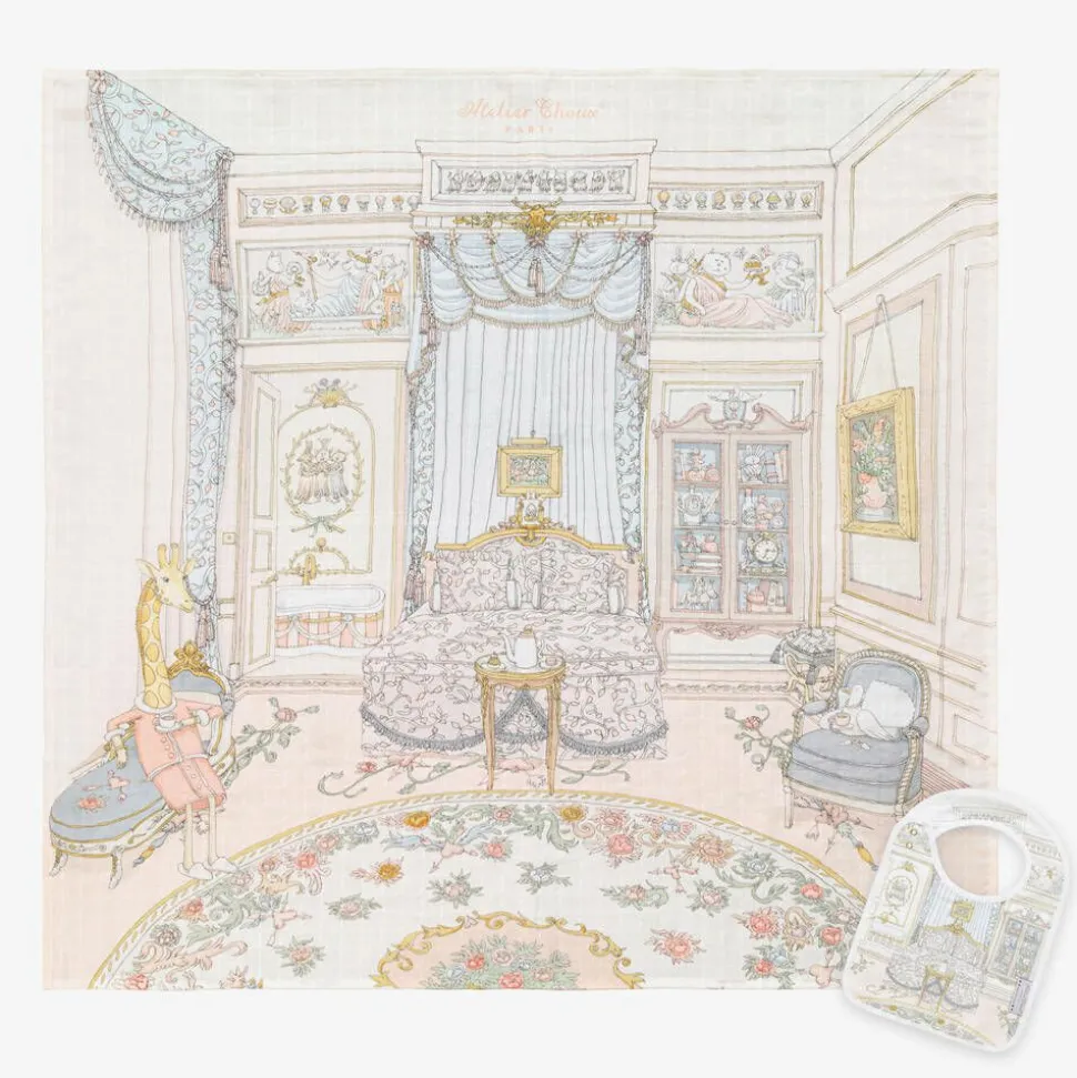 Pale Pink Organic Cotton Swaddle & Bib Set