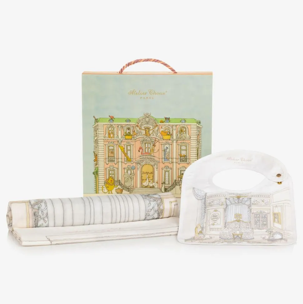 Pale Pink Organic Cotton Swaddle & Bib Set