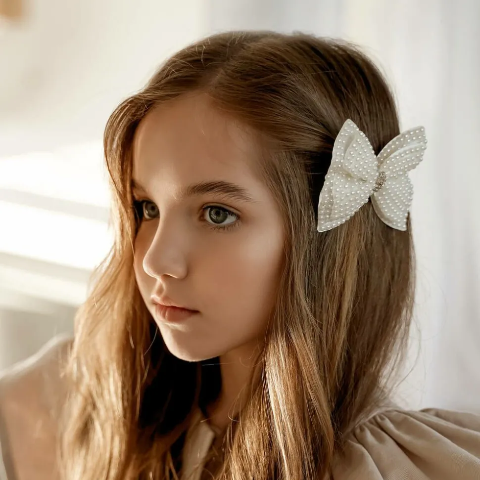 Pearl Bow Hair Clip (9cm)