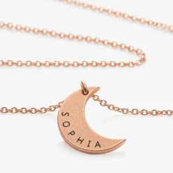 Personalised Rose Gold Plated Moon Necklace (46cm)