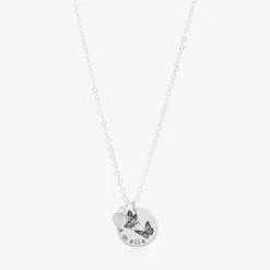 Personalised Silver Plated Butterfly Necklace (47cm)