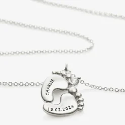 Personalised Silver Plated Baby Feet Necklace (45cm)