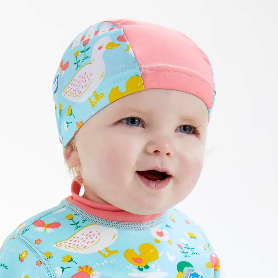 Pink & Blue Duck Print Baby Swim Hat (UPF50+)
