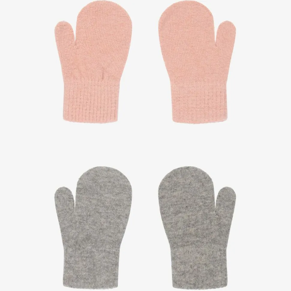 Pink & Grey Knitted Mittens (2 Pack)